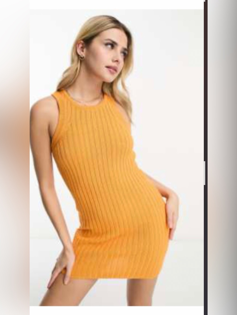 ASOS Ribbed Sleeveless Mini Dress in Orange